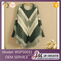 Loose Stylish Custom cotton sweater woman Ladies knitted woolen sweater poncho with Tassel